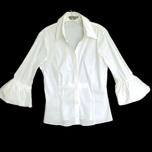 BCBGMaxAzria Elegant White Women's Blouse, Sz Large